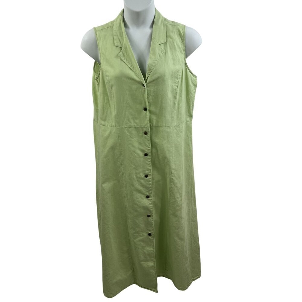 Jaclyn Smith Sleeveless Button Shirt Dress Linen Blend Quiet Luxury Minimalist